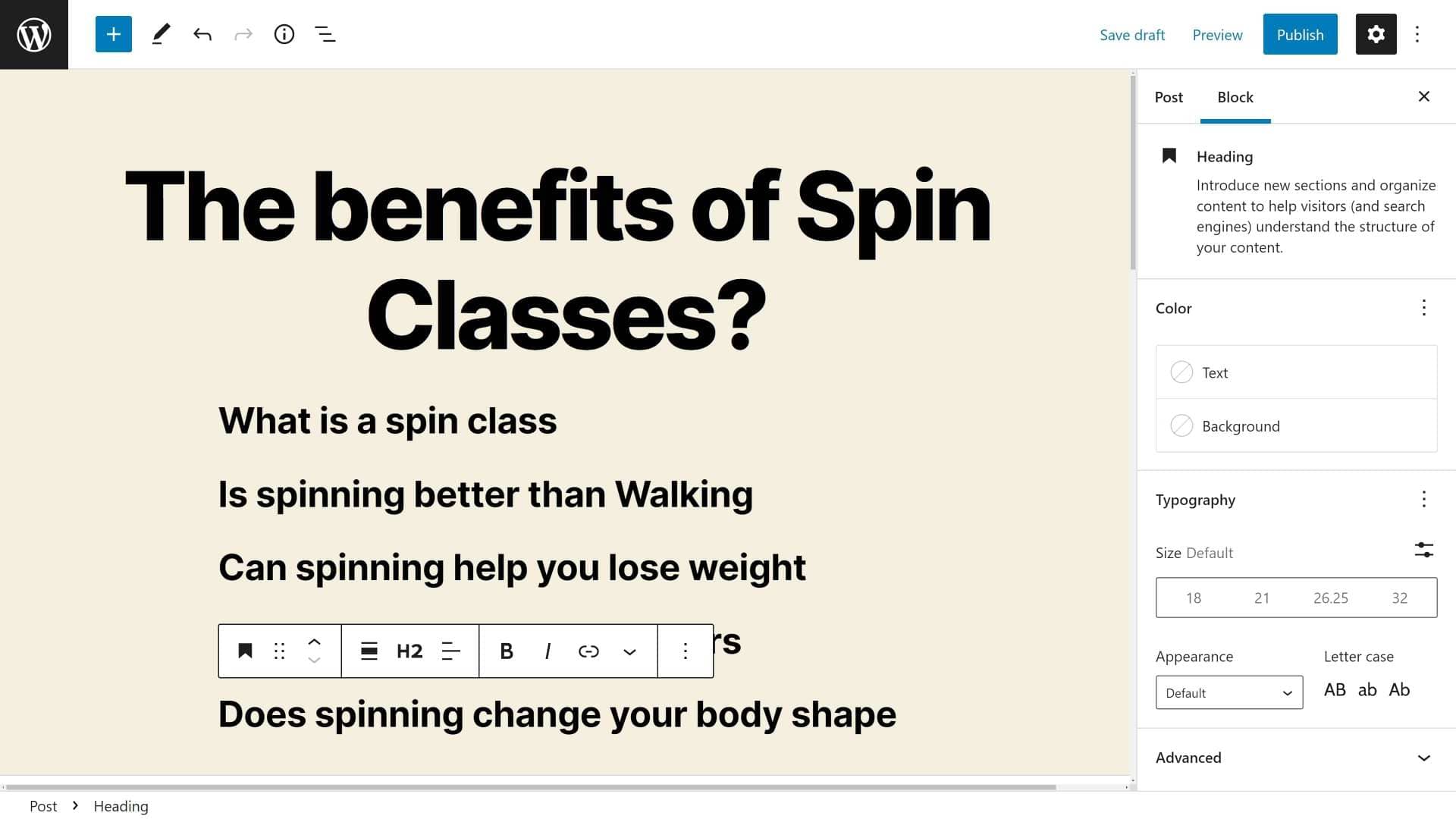 Starting an article in WordPress