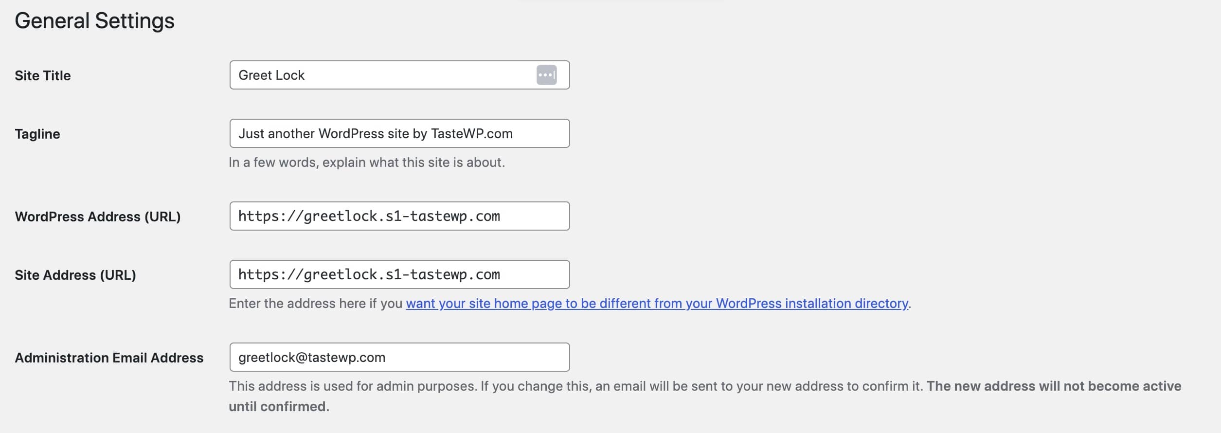 The WordPress General Settings page allows you to add a site title.