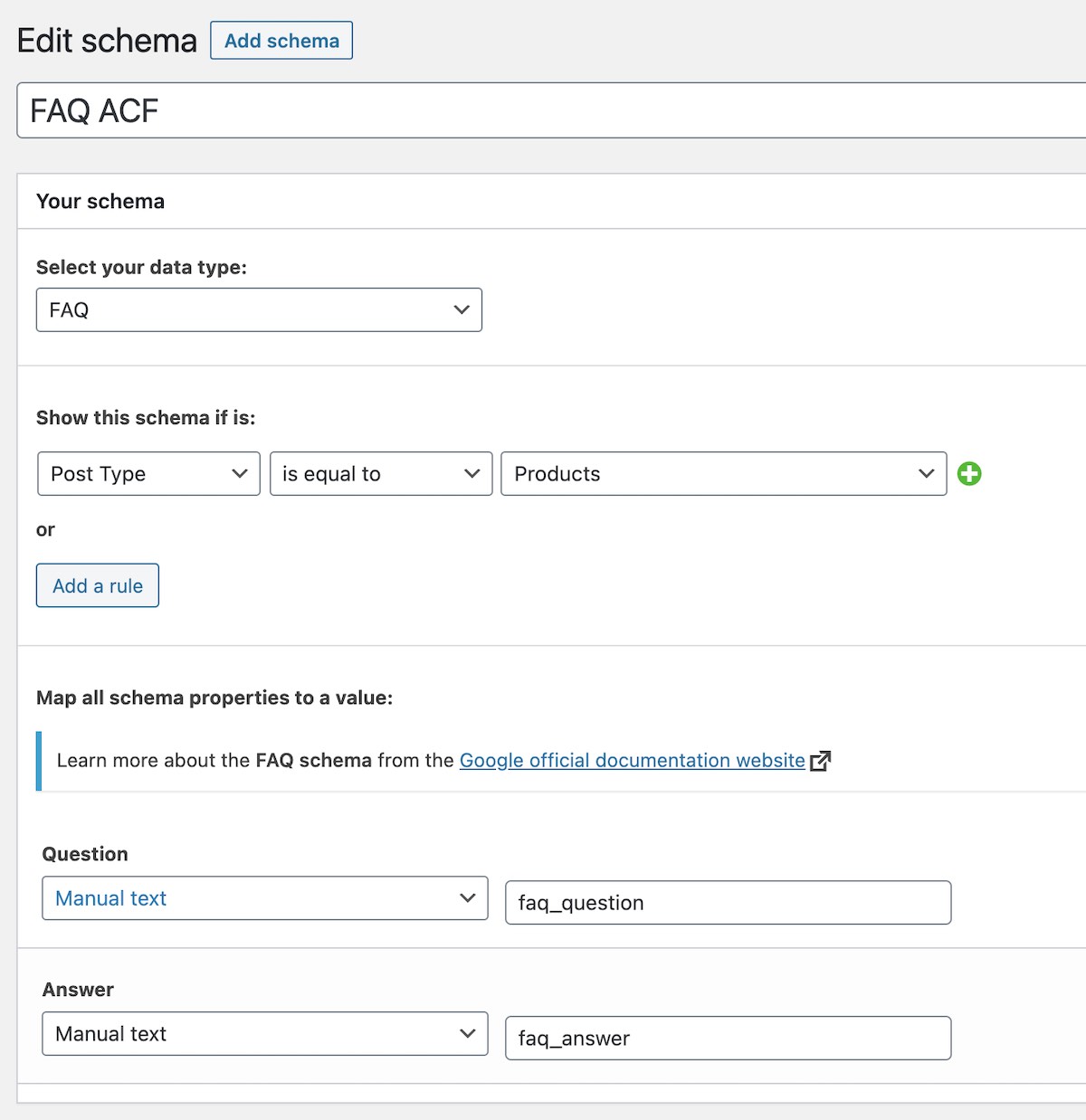 Automatic FAQ schema with ACF - SEOPress PRO