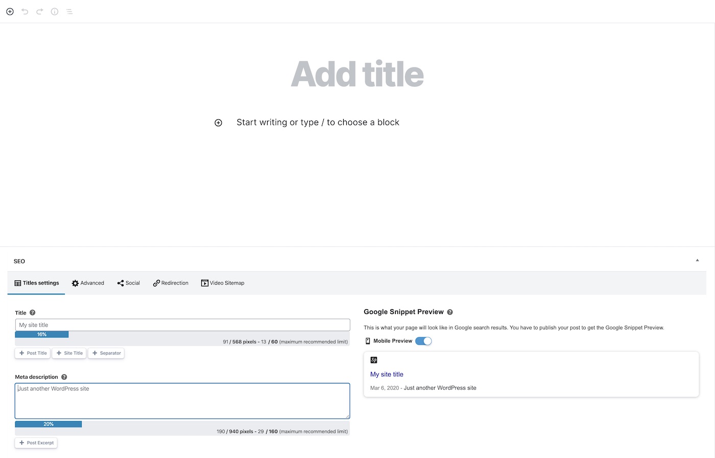 Add Post Title Gutenberg