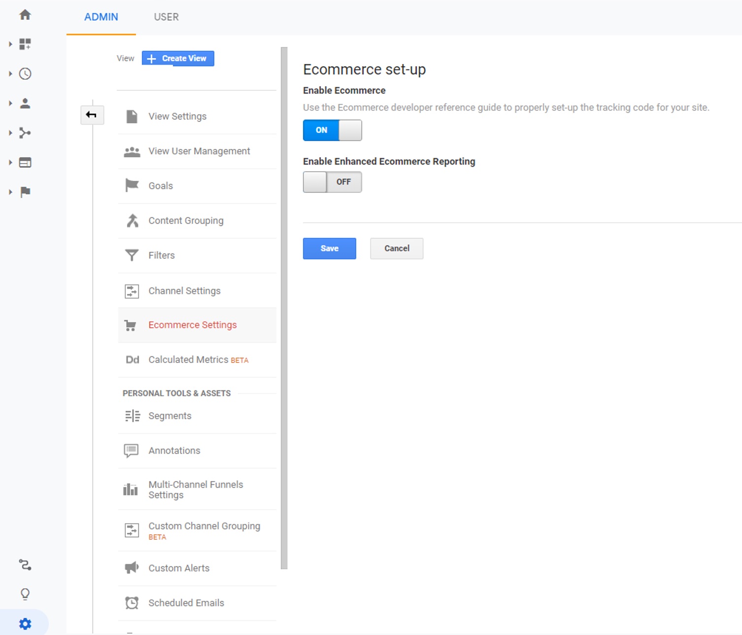 Google Enhanced Ecommerce Settings