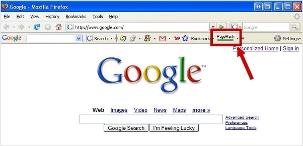 Google Page Rank toolbar