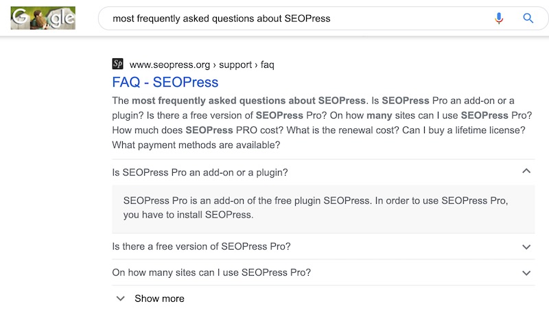 SEOPress Rich Snippet Faq