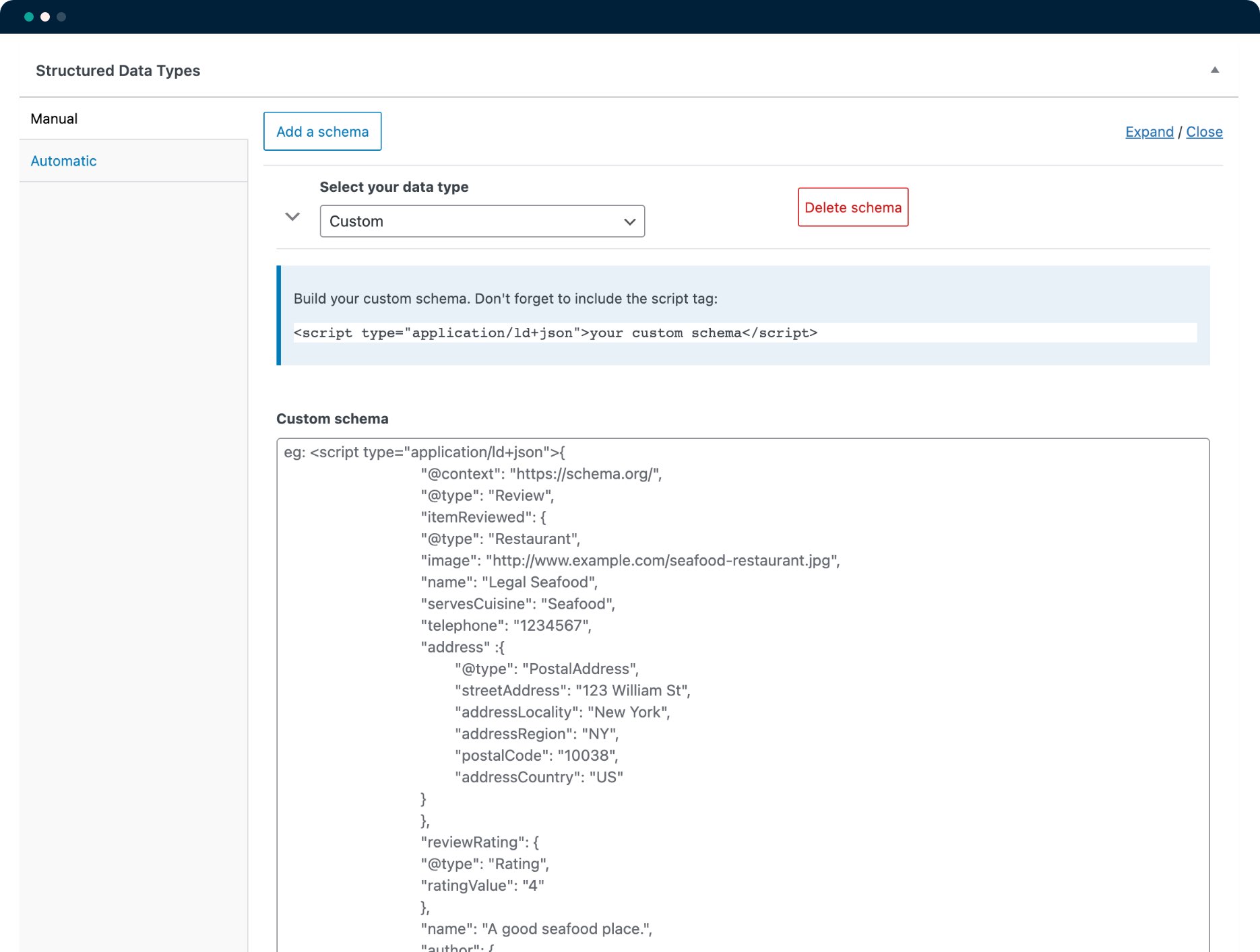 Custom schema - SEOPress