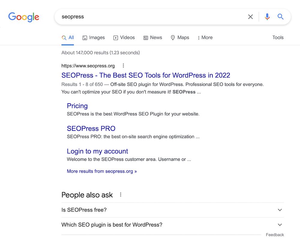SEOPress on Google