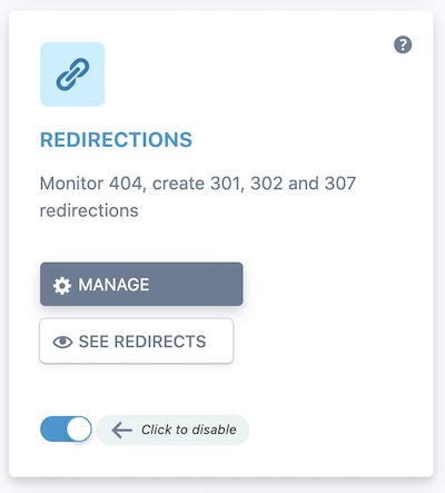 SEOPress Redirections Card Dashboard