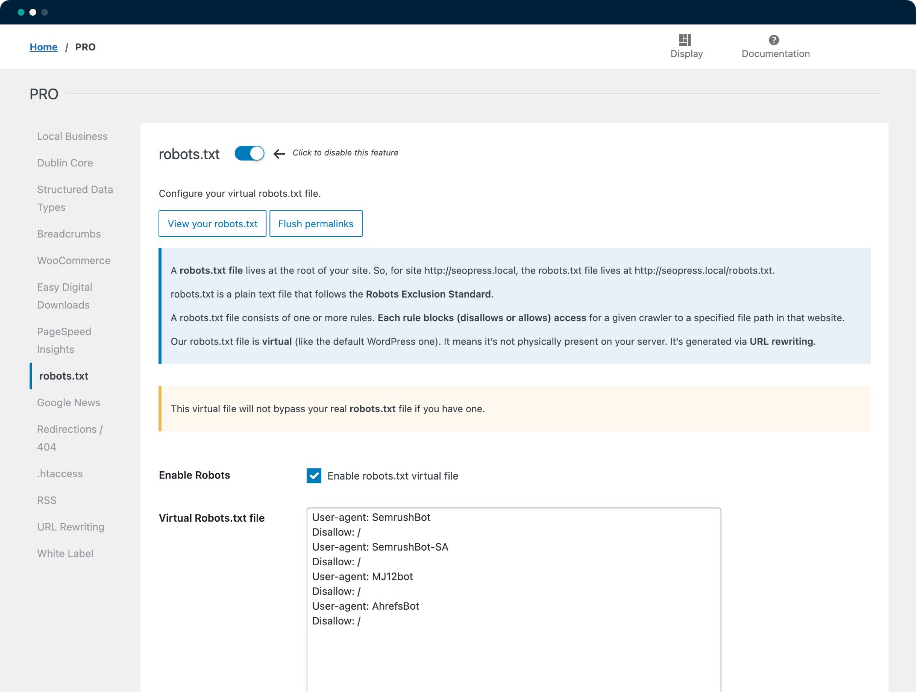 Configuración de Robots.txt - SEOPress