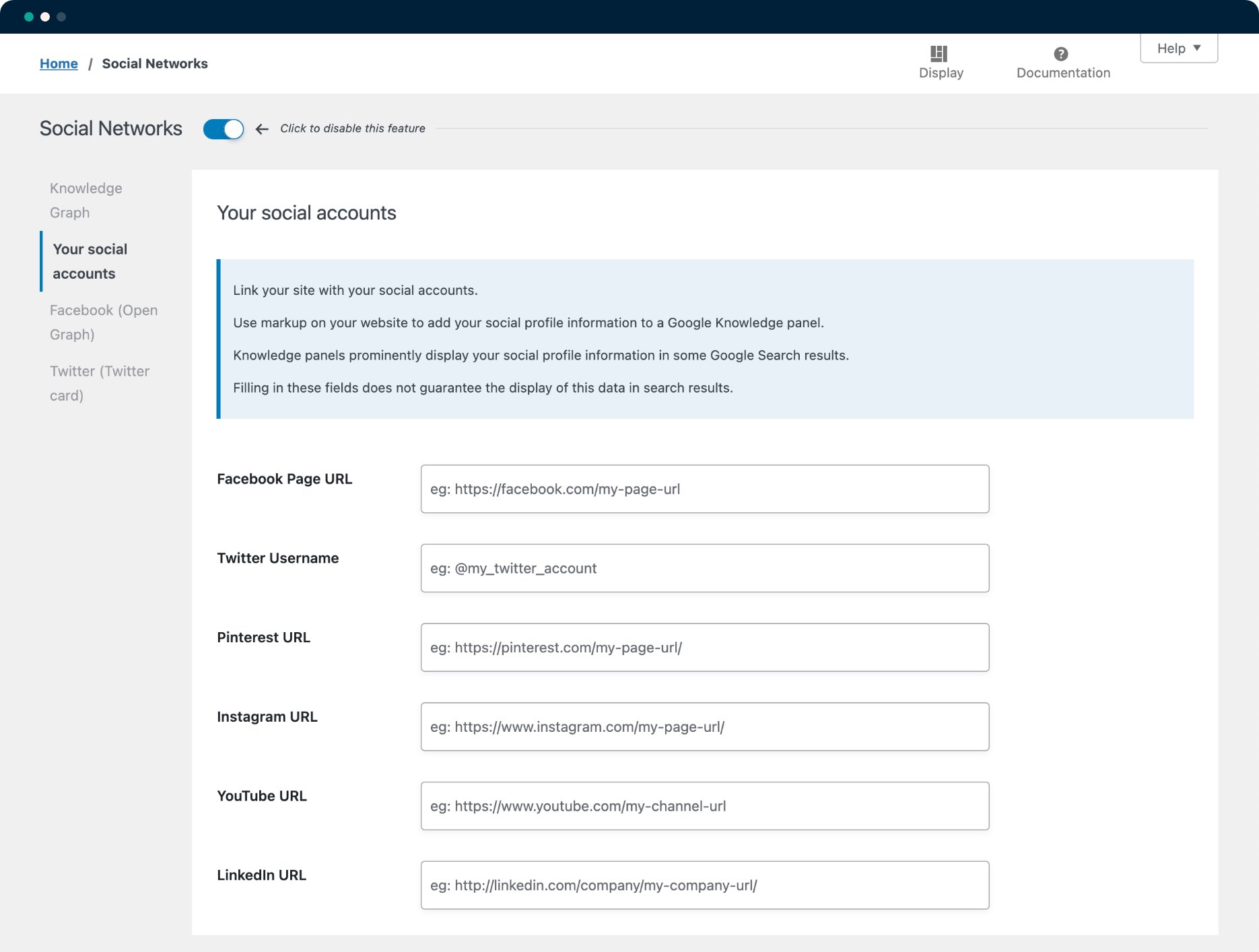 SEOPress Social Accounts settings