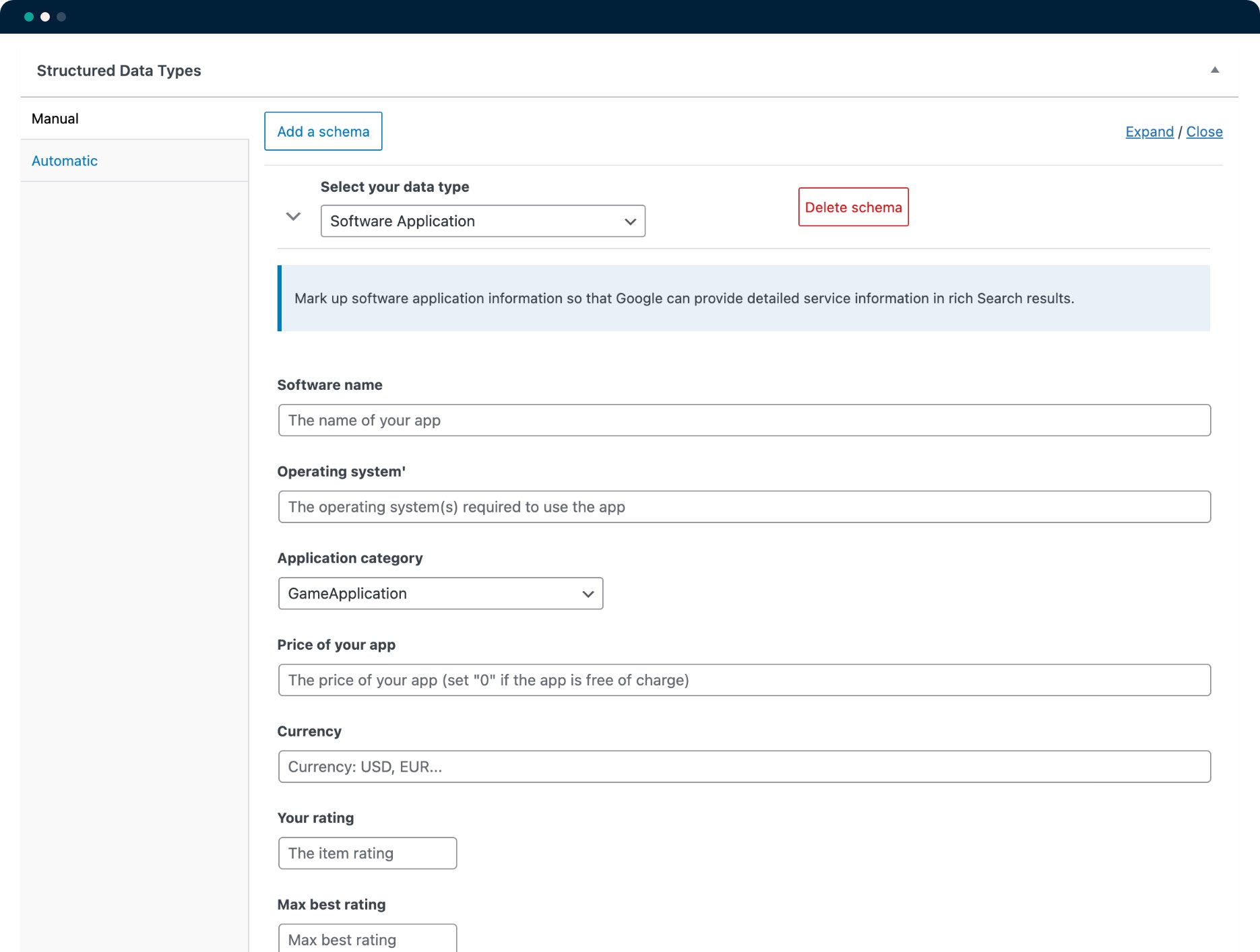 Software application schema - SEOPress