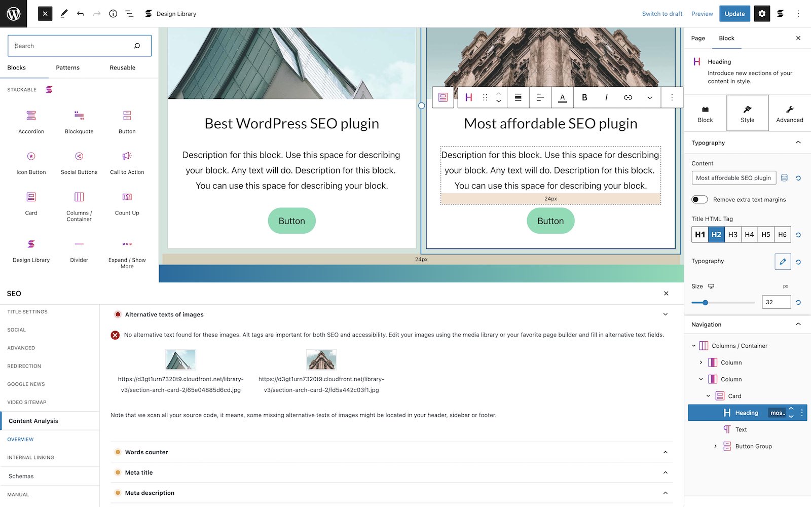 SEOPress and Stackable integration