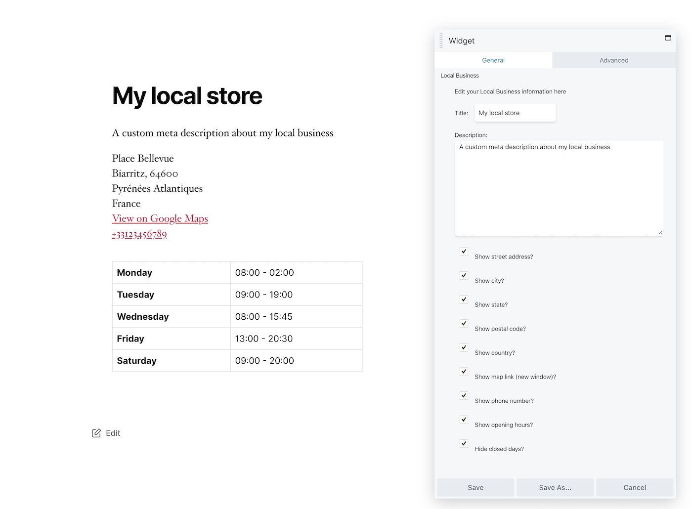 Widget Local Business SEOPress for Beaver Builder