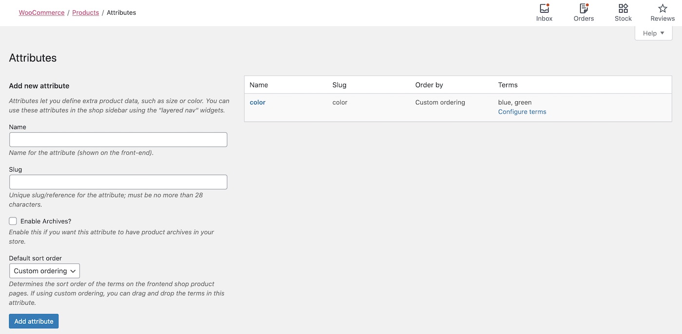 Woocommerce Product Attributes