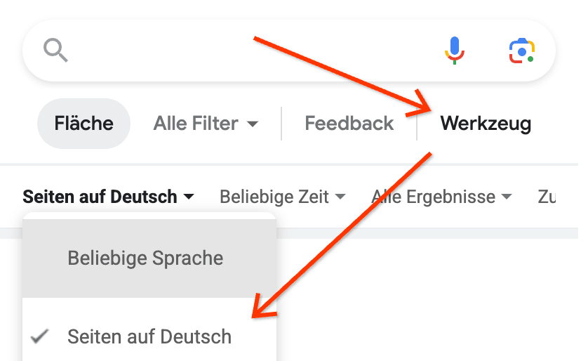 Illustration of “Filtering results by language” in Google