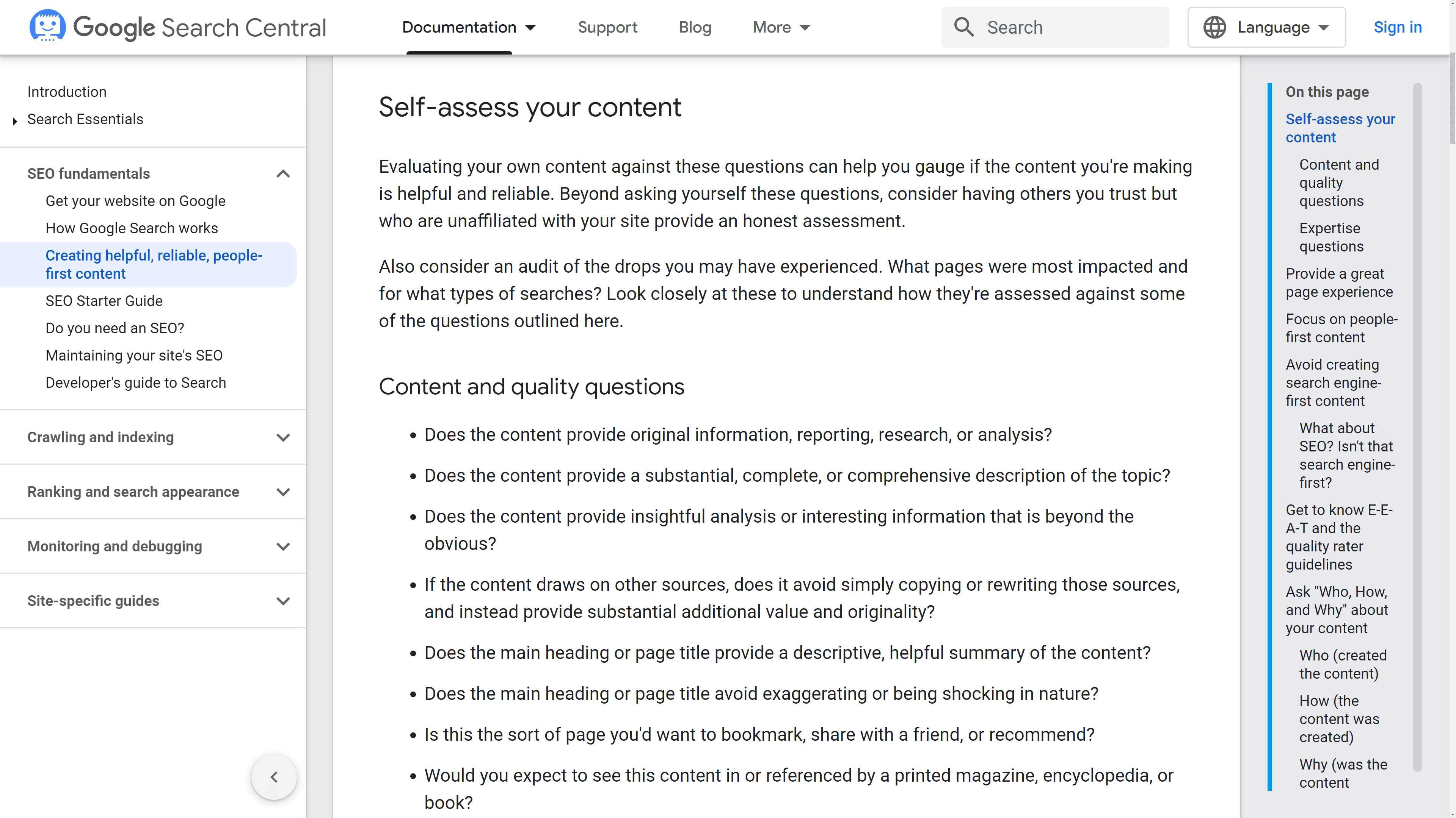 L’auto-évaluation de Google pour le Helpful Content Update