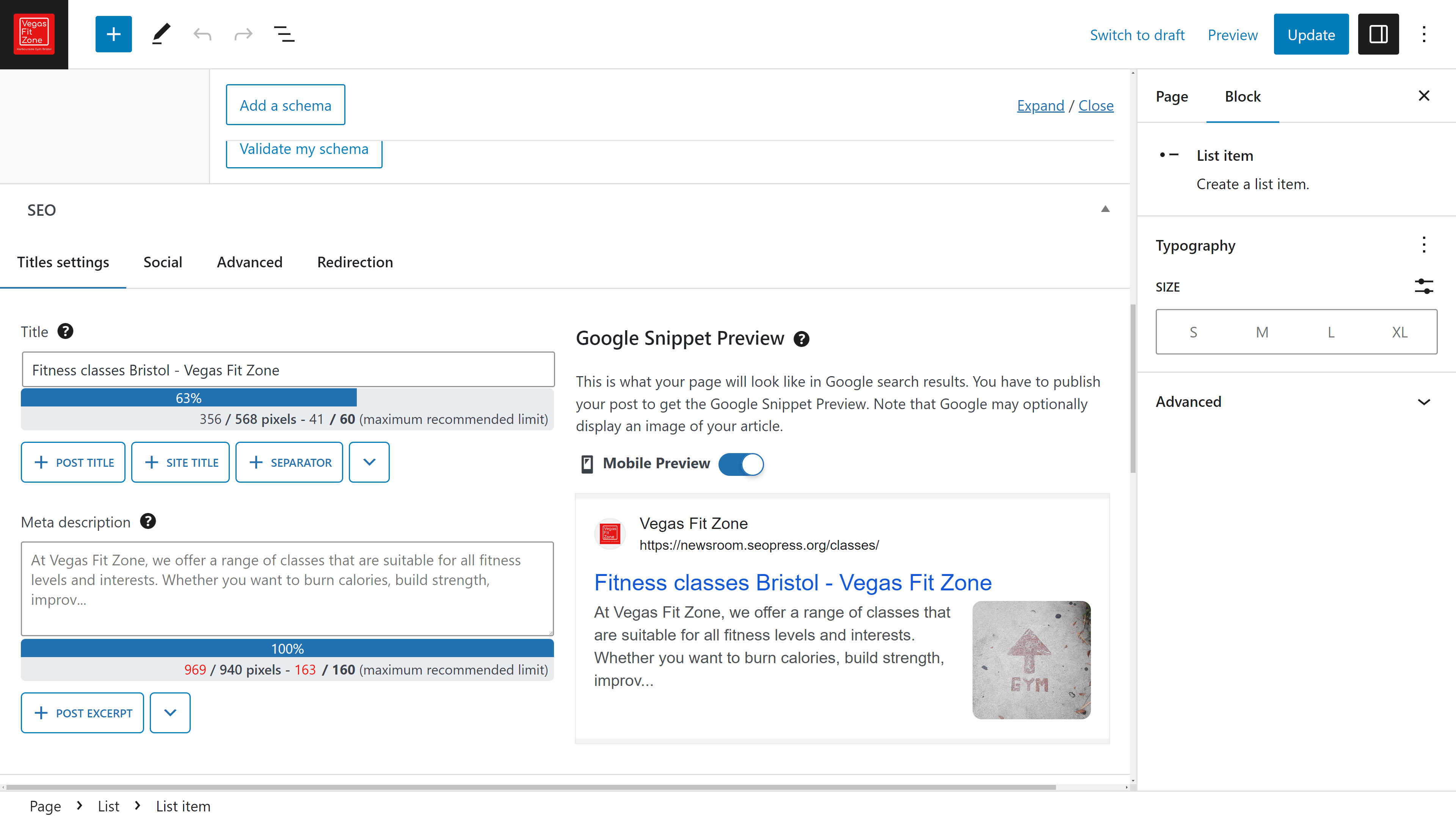 Editing TITLE and META Description tags in WordPress using SEOPress