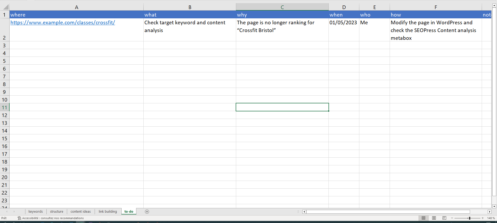 Example of this task in the To-do list