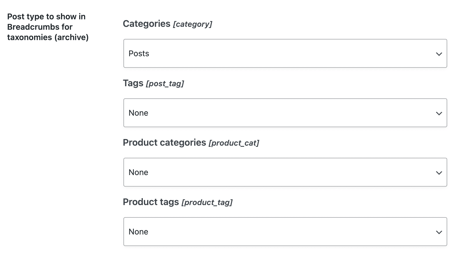 SEOPress PRO lets you change whether Category or Archive titles appear in your Breadcrumbs.