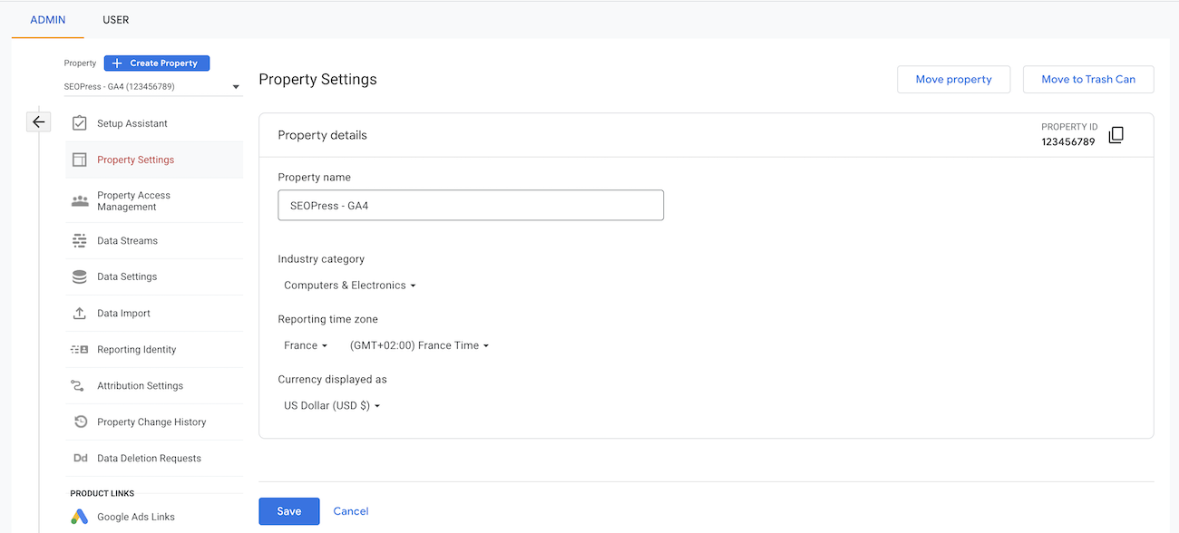 Property ID from Google Analytics website