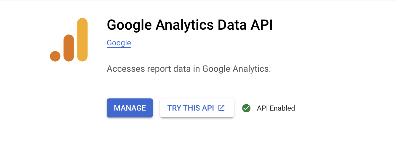 Google Analytics Data API - Cloud Console