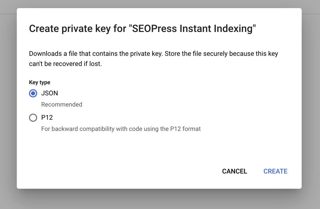 Create your private key for Google Indexing API