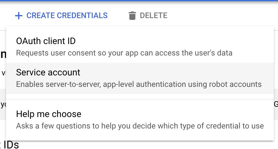 Create a service account for the Indexing API