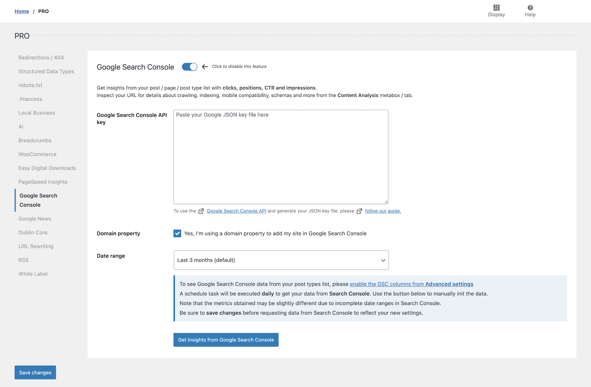 Google Search Console integration - SEOPress PRO