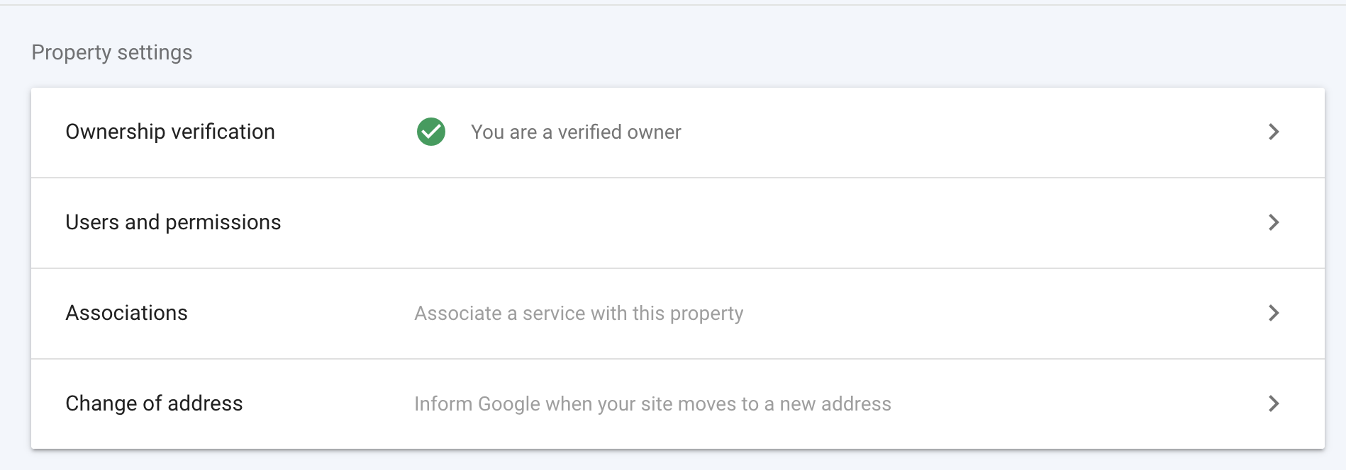Google Search Console settings