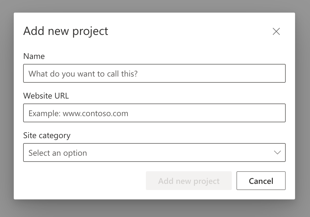 Microsoft Clarity - Create a new project