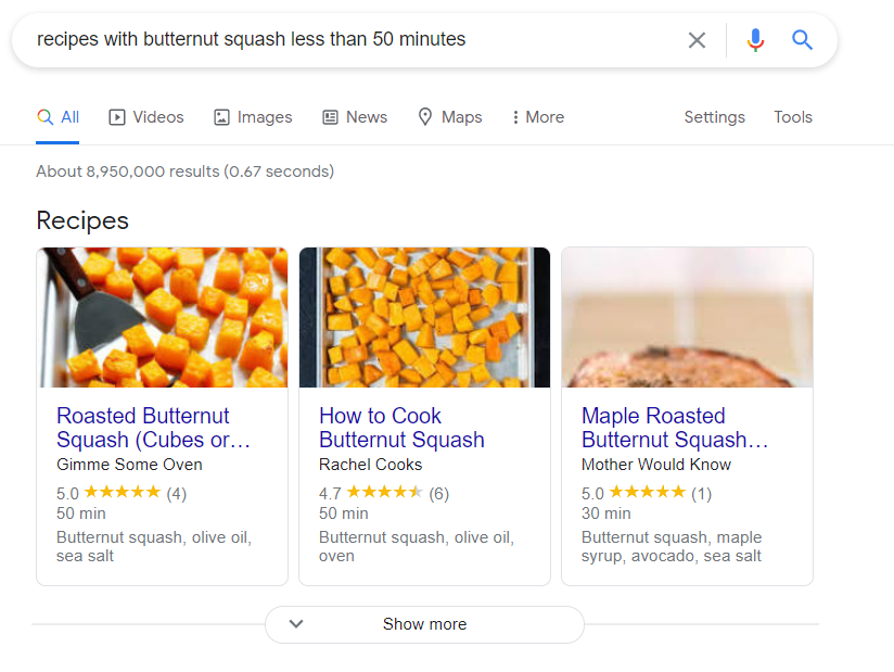 Google search results