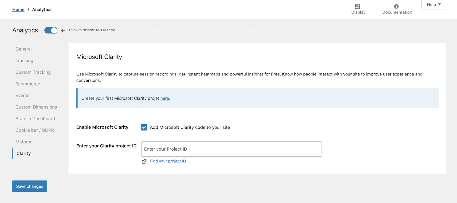 Add your Microsoft Clarity project ID in SEOPress