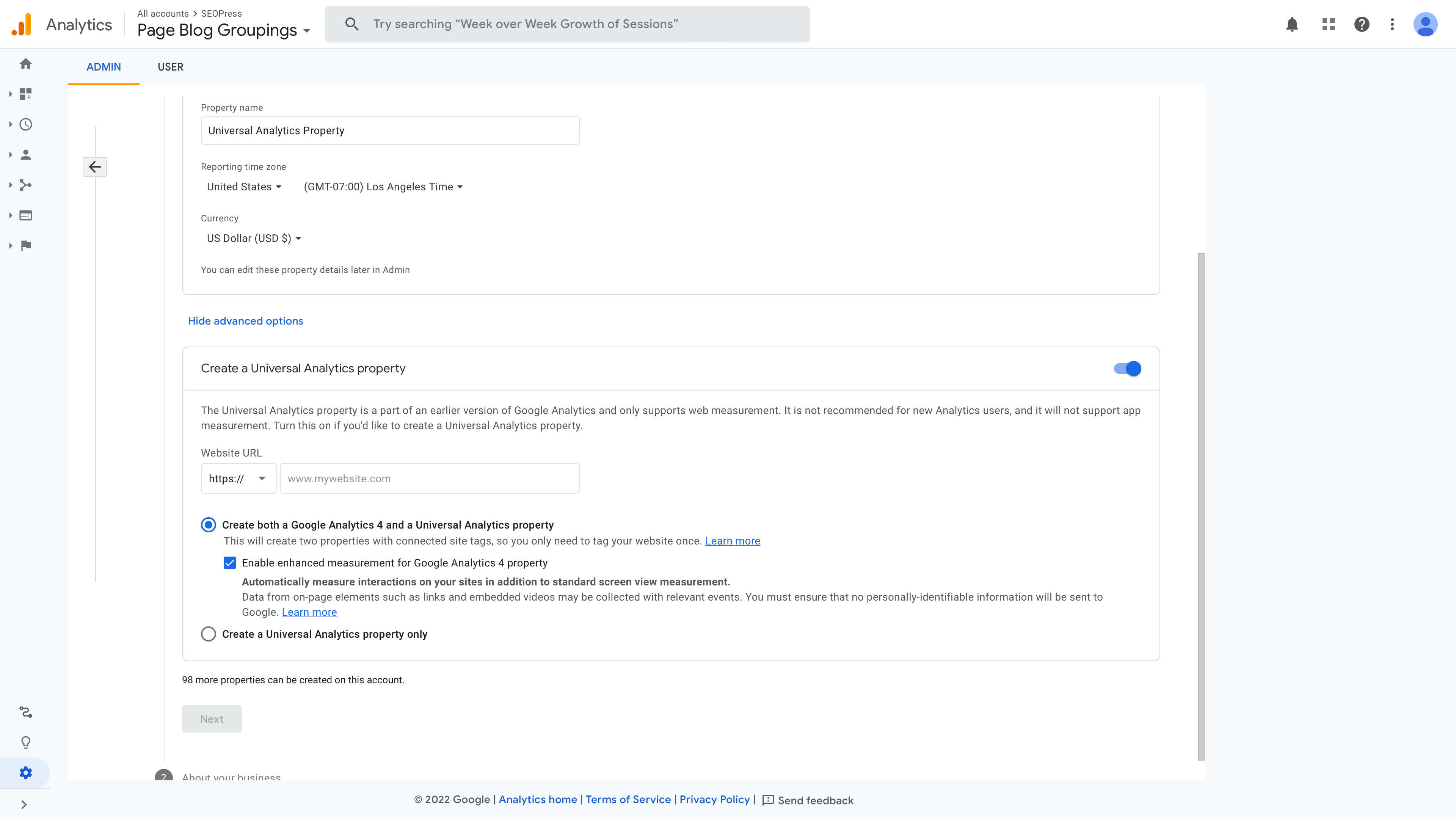 Step 3: create a universal Google Analytics property Step 3: create a universal Google Analytics property