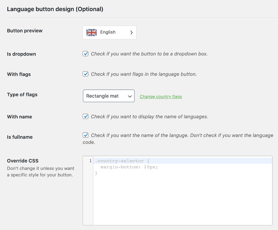 Weglot Language Switcher Settings