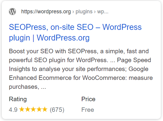 https://wordpress.org/plugins/wp-seopress/ uses the SoftwareApplication schema to identify SEOPress